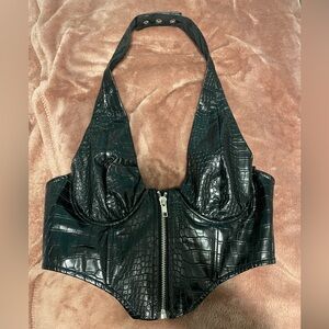 cute black leather going out top